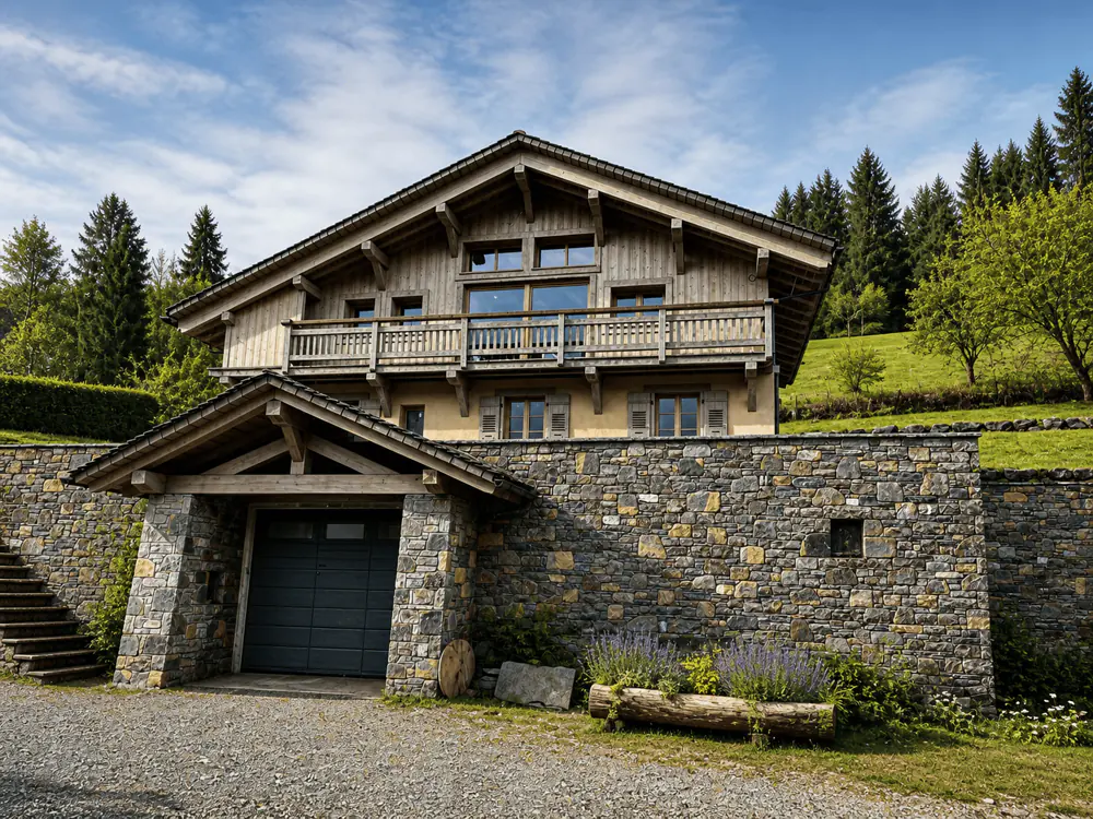 Chalet de montagne en bois et pierre à Samoëns — visuel Invest Prestige